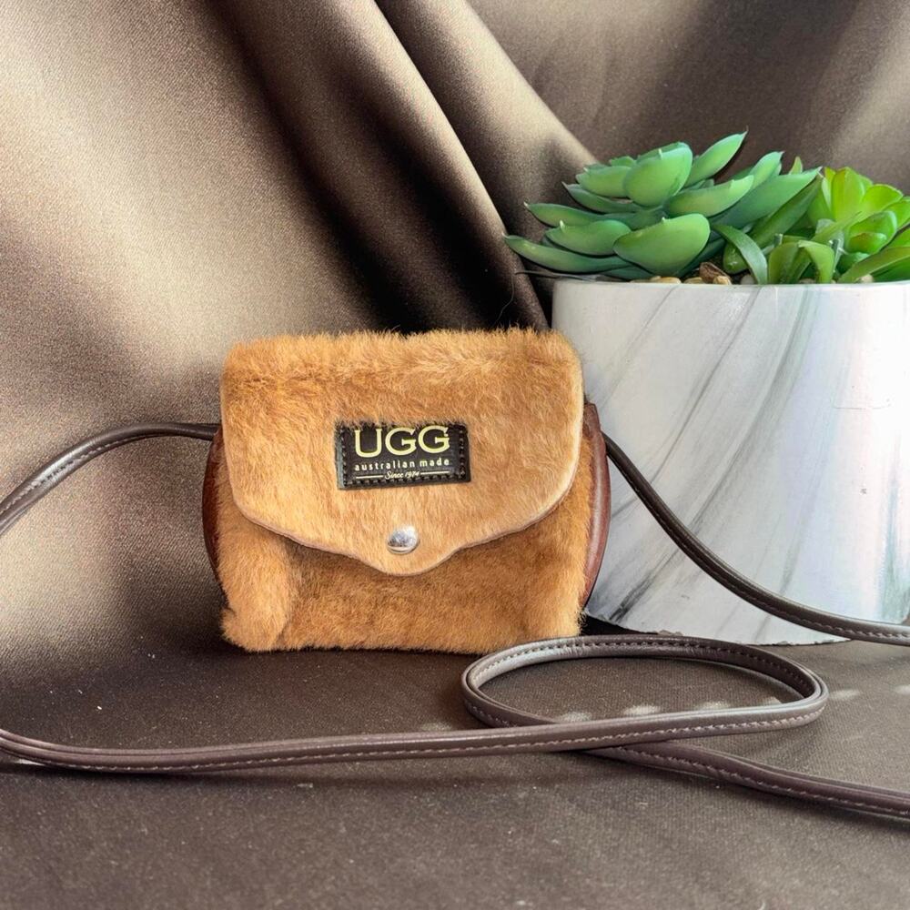 UGG mini brown & tan faux fur crossbody bag great condition
